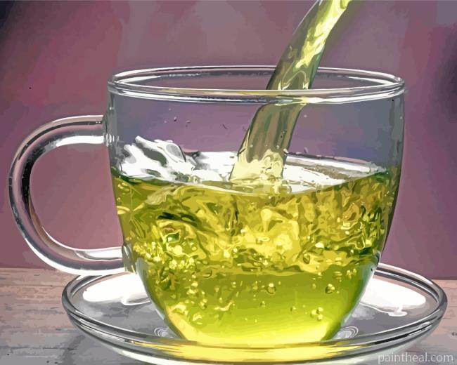 Cup Of Green Tea Painting By Numbers Kits
