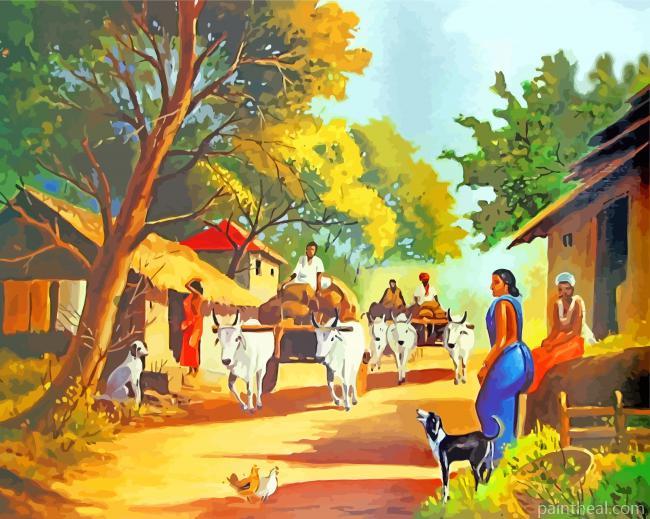 Indian Village Painting By Numbers Kits