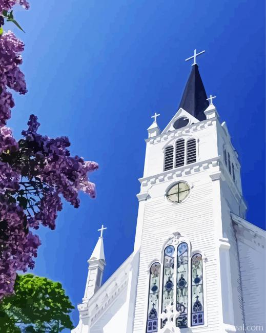 Mackinaw Church Building Painting By Numbers Kits