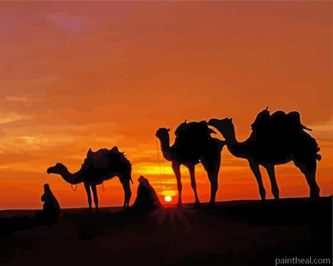 Moroccan Camel Tour Silhouette Painting By Numbers Kits