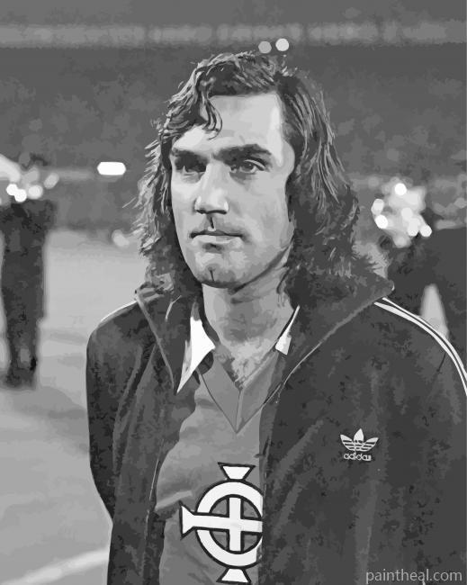 Black And White Footballer George Best Painting By Numbers Kits