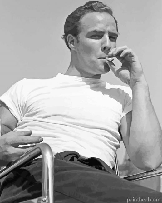 Black And White Actor Marlon Brando Painting By Numbers Kits
