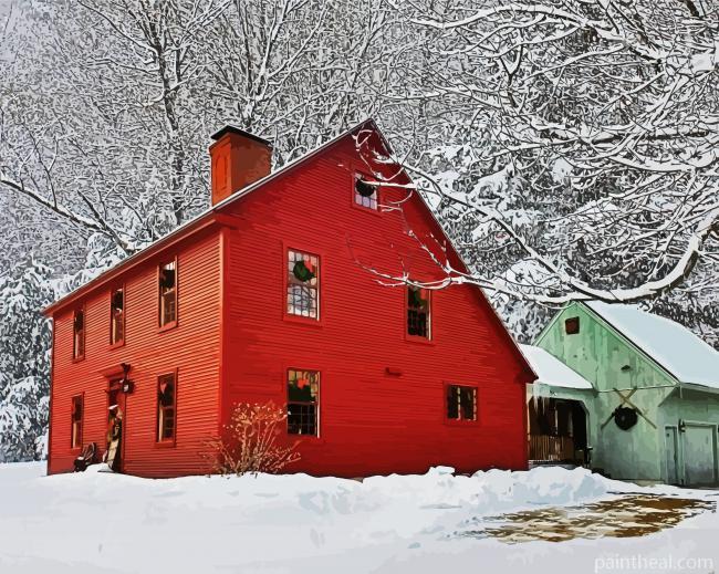 Winter Snow Saltbox House Painting By Numbers Kits