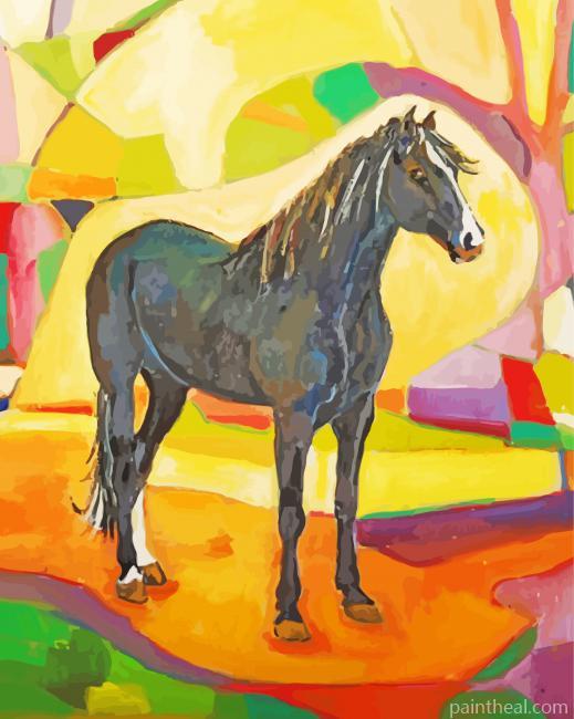 Black Cob Horse Painting By Numbers Kits