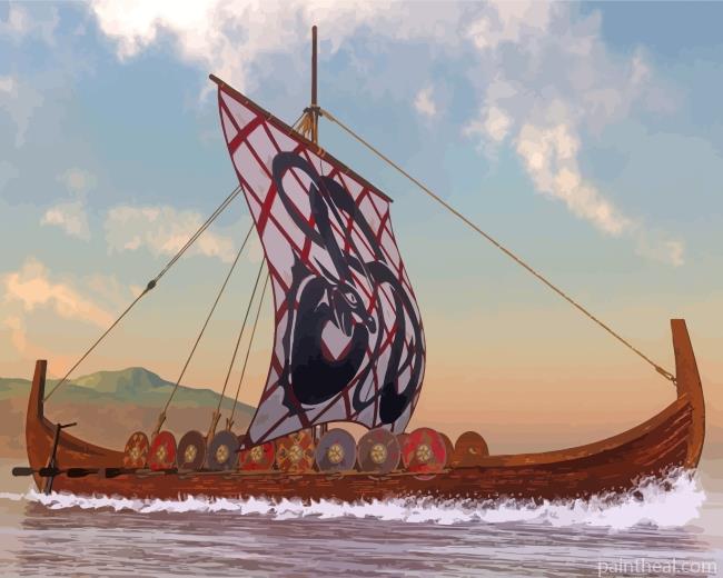 Viking Ship In Sea Painting By Numbers Kits