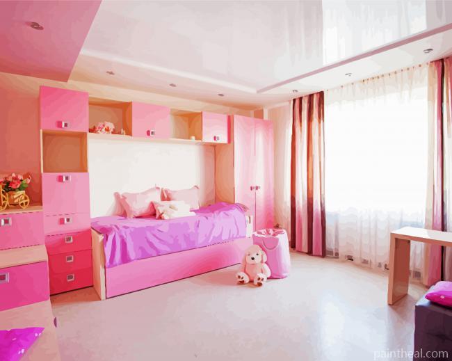 Pink Crown Color Kids Room Painting By Numbers Kits