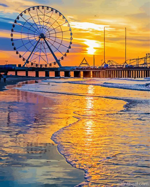 Atlantic City At Sunset Painting By Numbers Kits