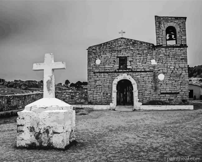 Black And White Village Church Painting By Numbers Kits