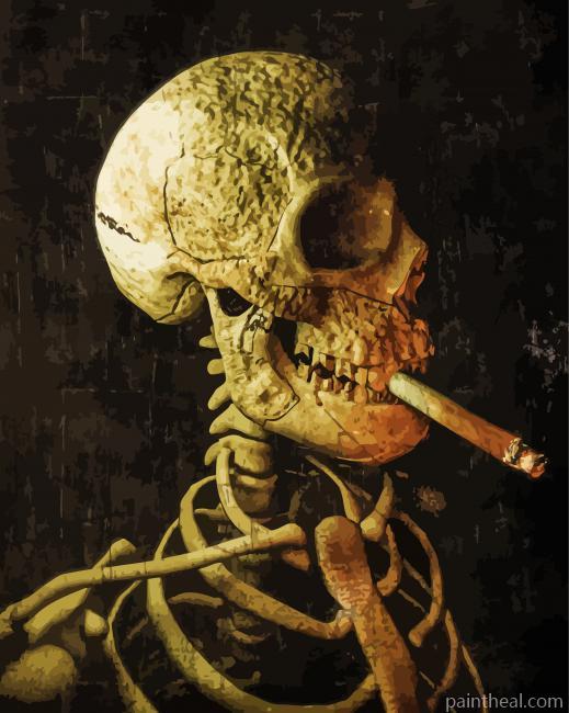Vintage Skull With Cigarette Painting By Numbers Kits