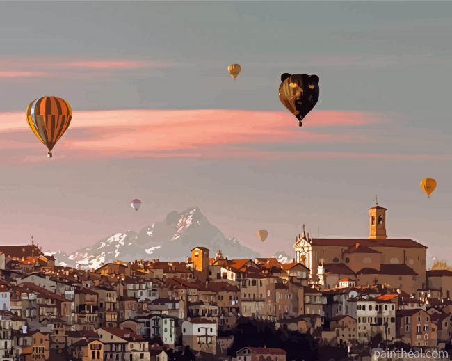 Hot Air Balloons In Mondovi Painting By Numbers Kits