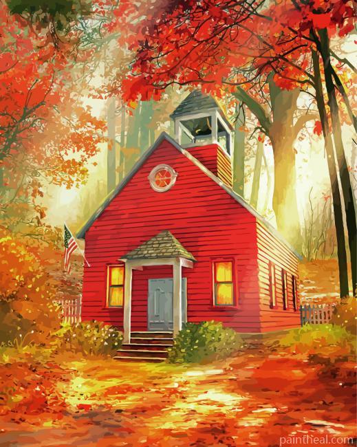 Little Red Schoolhouse Painting By Numbers Kits