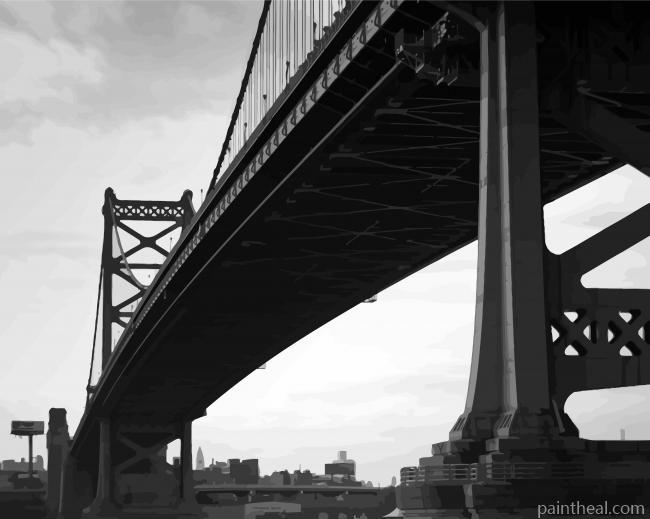 Benjamin Franklin Bridge Black And White Painting By Numbers Kits