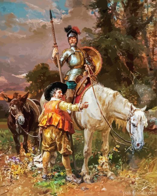 Don Quixote And Sancho Panza Art Painting By Numbers Kits