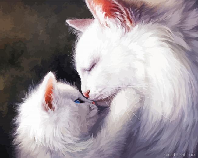 Cat Mother And Her Baby Kitten Art Painting By Numbers Kits