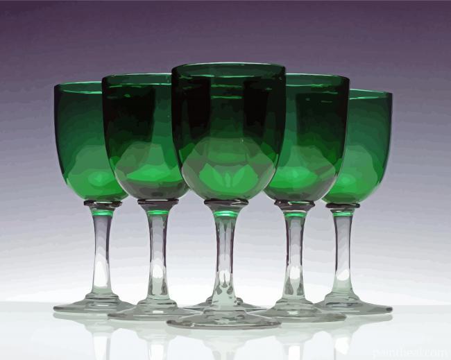 Wine Green Glasses Painting By Numbers Kits
