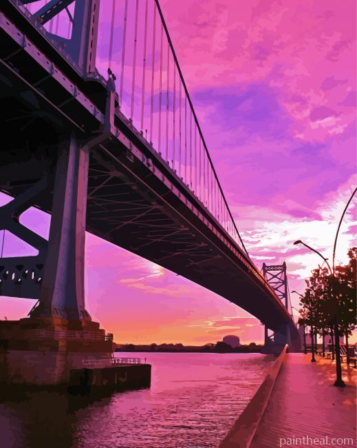 Benjamin Franklin Bridge Sunset Painting By Numbers Kits