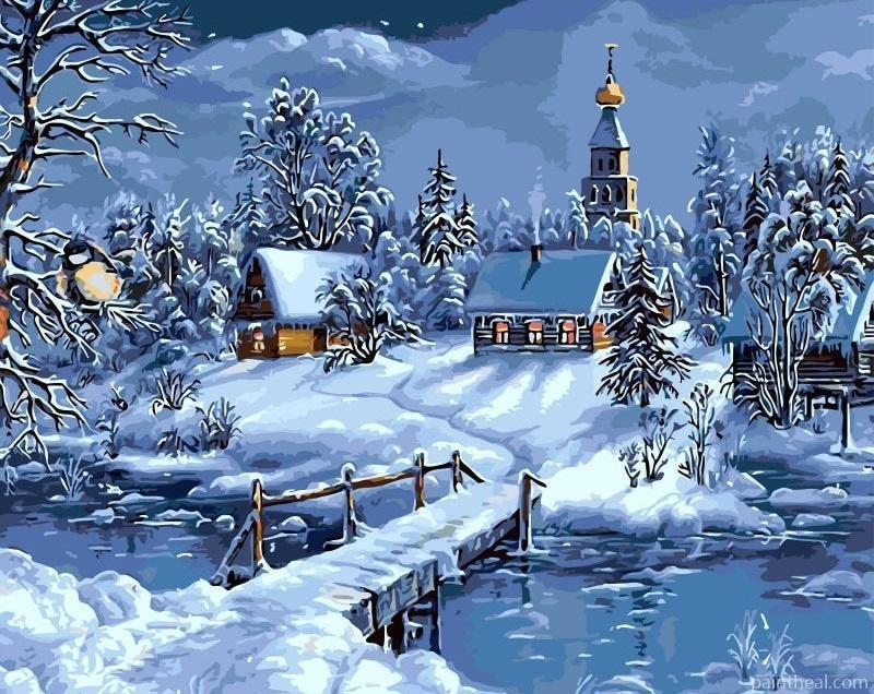 Winter Snow Scenery Painting By Numbers Kits