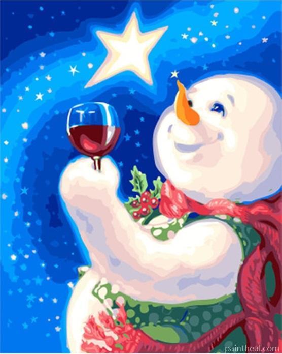 Christmas Snowman With Scarf Painting By Numbers Kits