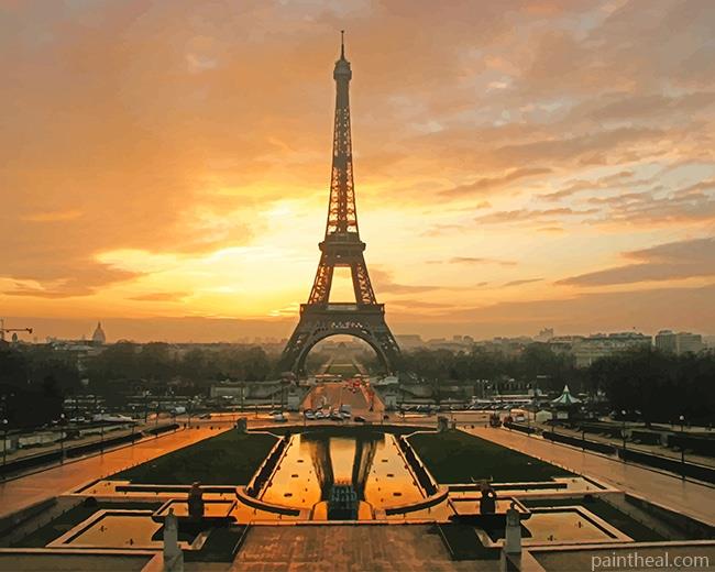 Eiffel Tower At Dawn Horizontal NEW Painting By Numbers Kits
