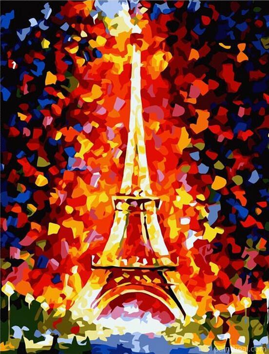 Colorful Eiffel Tower Paris Cities Painting By Numbers Kits