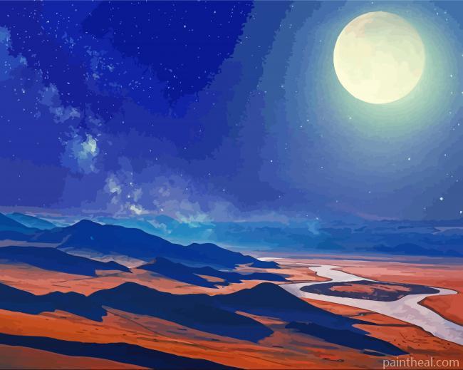 Aesthetic Moon Desert Painting By Numbers Kits