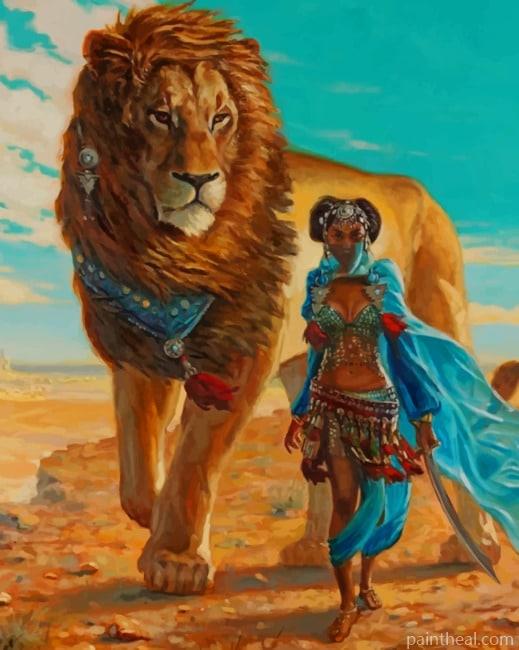 African Woman And Lion NEW Painting By Numbers Kits