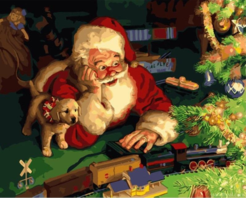 Merry Christmas Santa Claus People Painting By Numbers Kits