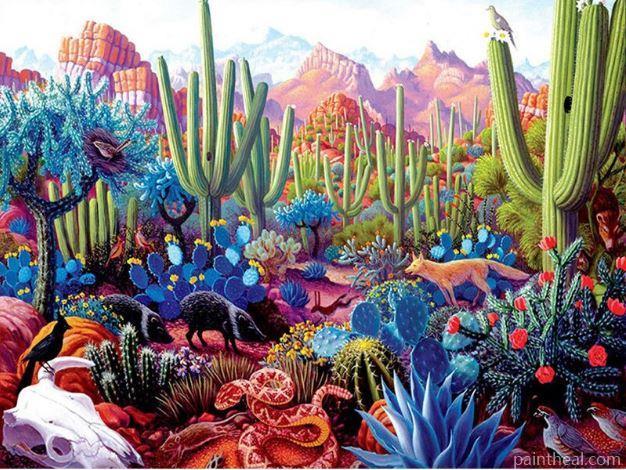 Colorful Succulents Desert Landscape Painting By Numbers Kits