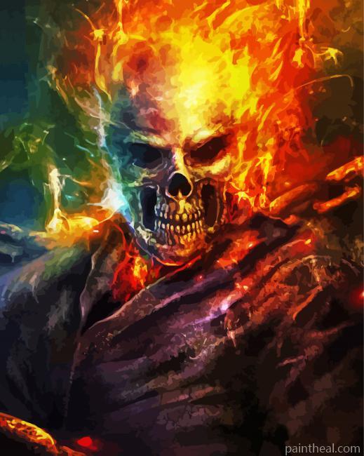 Aesthetic Blazing Skull Art Painting By Numbers Kits