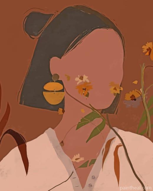 Girl With Short Hair Minimalist Art Painting By Numbers Kits