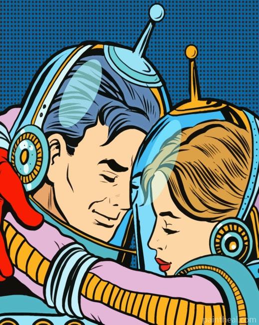 Pop Art Astronaut Couple Painting By Numbers Kits