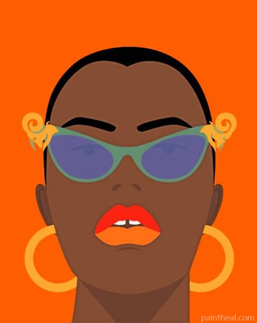 African Girl With Glasses Illustration Painting By Numbers Kits