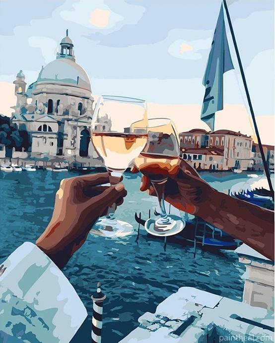 Toasting a Glass at Sunset DIY Painting By Numbers Kits