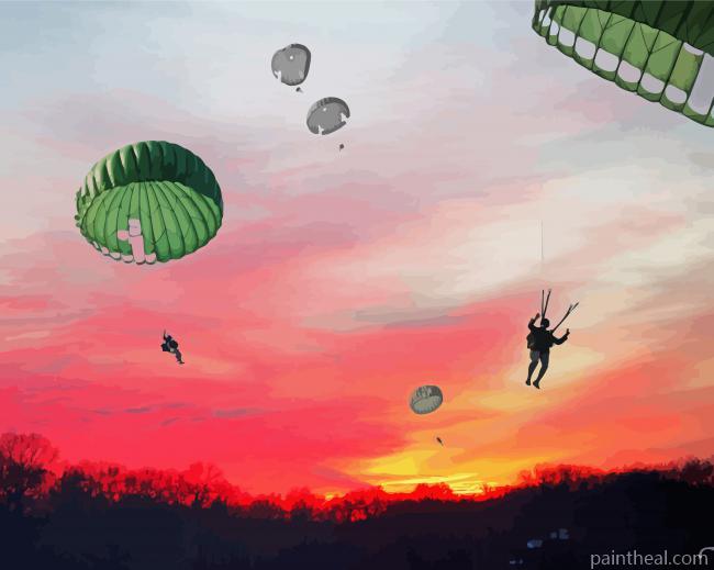 Paratroopers At Sunset Painting By Numbers Kits