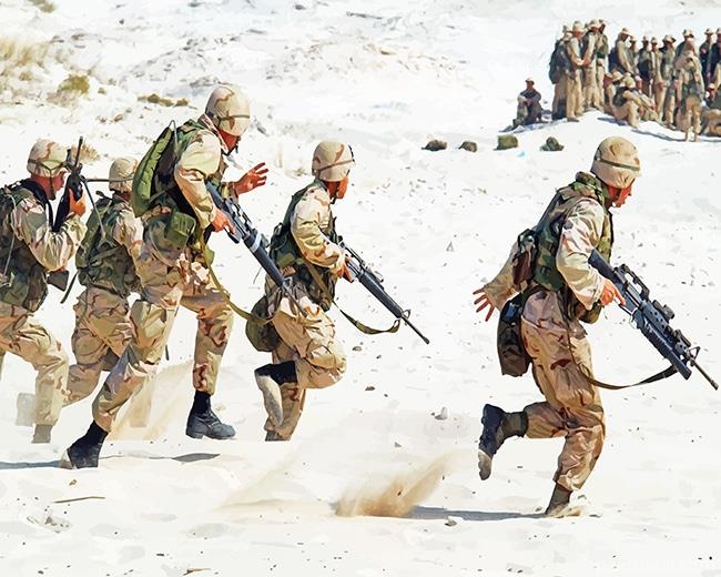 Soldier Holding Rifles In War Painting By Numbers Kits
