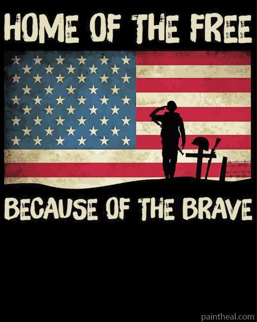 Home of The Free Cuz I am Brave Painting By Numbers Kits