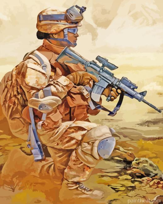 USMC Marine In The Desert Painting By Numbers Kits