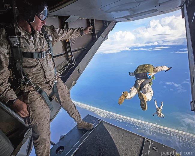 Military Man Sky Diving Painting By Numbers Kits