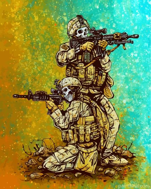 Military Skulls Painting By Numbers Kits