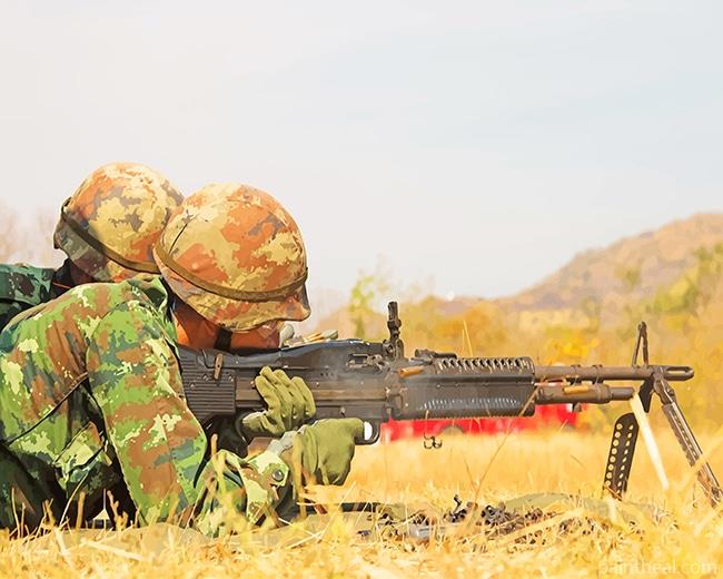 Soldiers Holding Rifle Painting By Numbers Kits