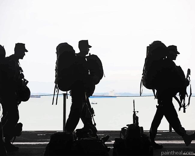 Line Of Soldiers Silhouette Painting By Numbers Kits