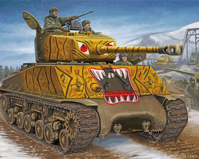 Aesthetic Sherman Tank Military Art Painting By Numbers Kits