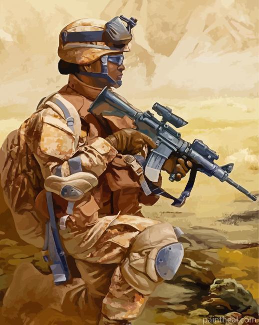 Usmc Marine In Desert Painting By Numbers Kits