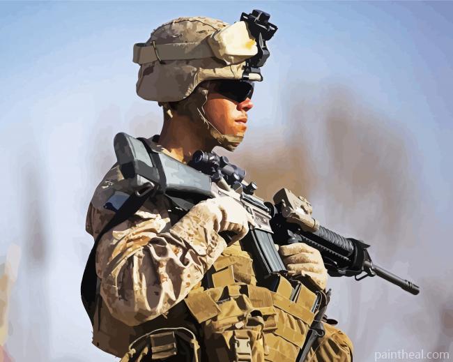 Us Soldier Marin Painting By Numbers Kits