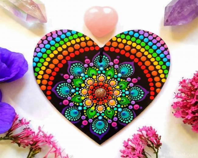 Bright Colorful Mandala Heart Painting By Numbers Kits