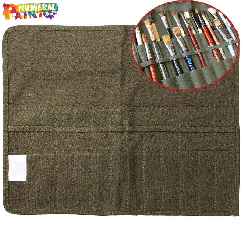 Roll Up Canvas Paint Brush Case For Artists Painting By Numbers Kits