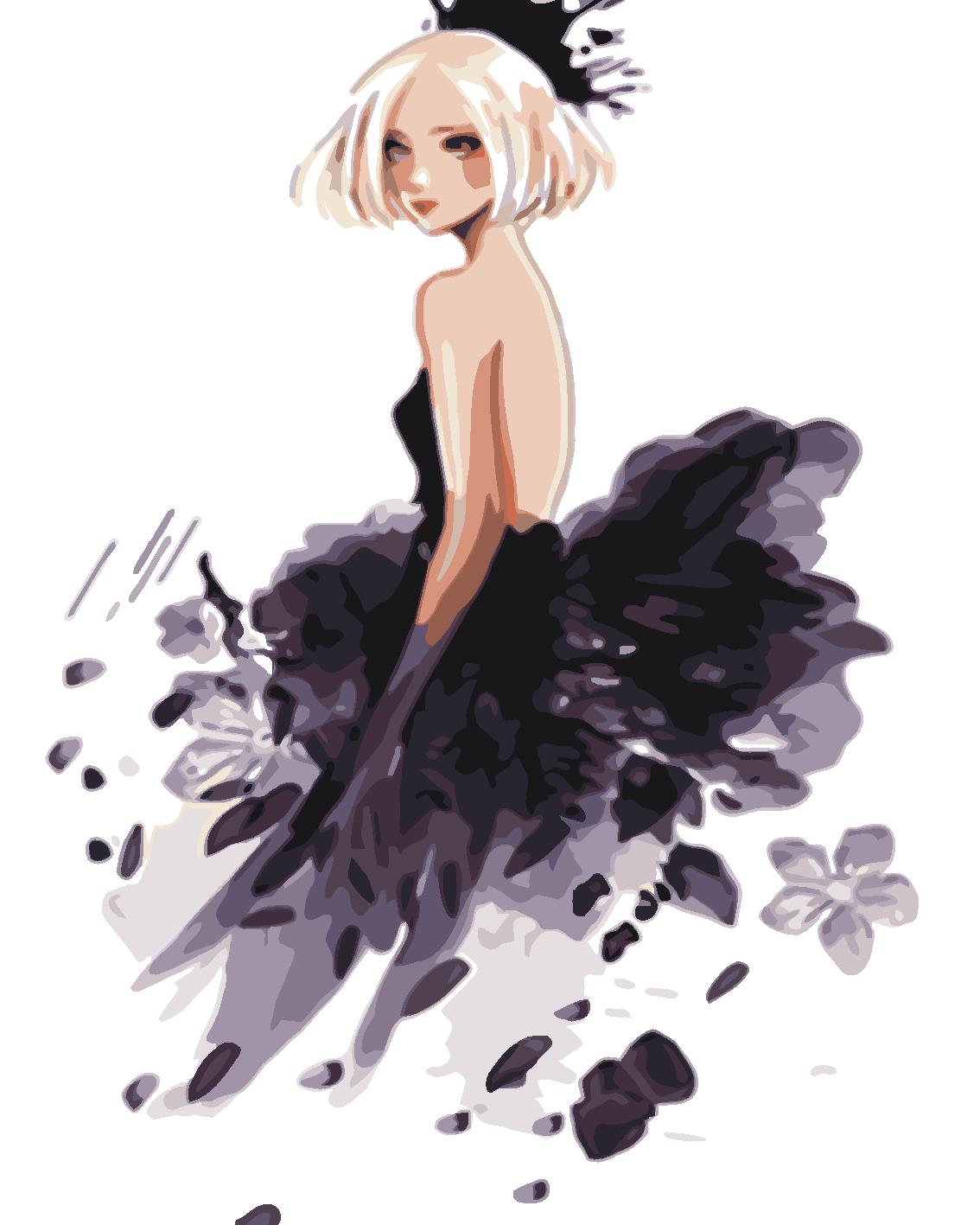 Girl Dressed In Black People Painting By Numbers Kits