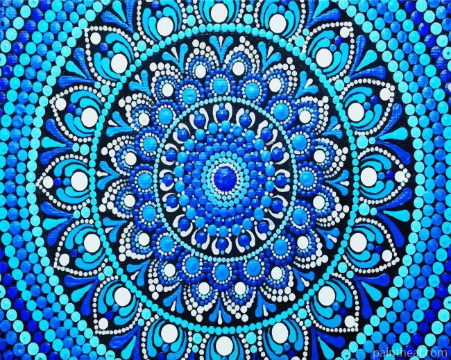 Blue Mandala Painting By Numbers Kits