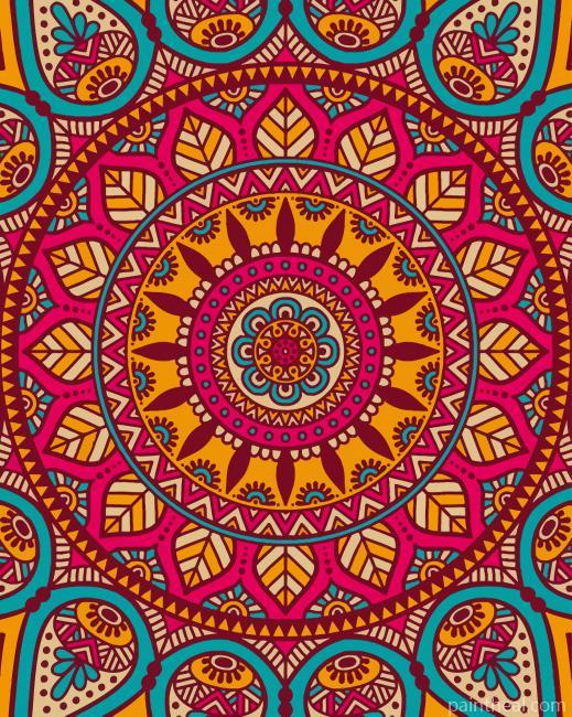 Colorful Red Mandala Painting By Numbers Kits
