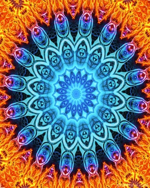 Fire Blue Mandala Painting By Numbers Kits